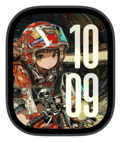 Cyberpunk Apple Watch face — Biker Girl by Watch Lux