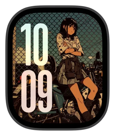 Anime Apple Watch face — Motorcycle Girl by Watch Lux