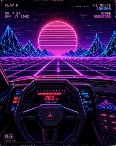 Retro Apple Watch face — Neon Drive by Watch Lux