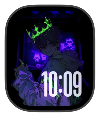 Cyberpunk Apple Watch face — Neon King by Watch Lux