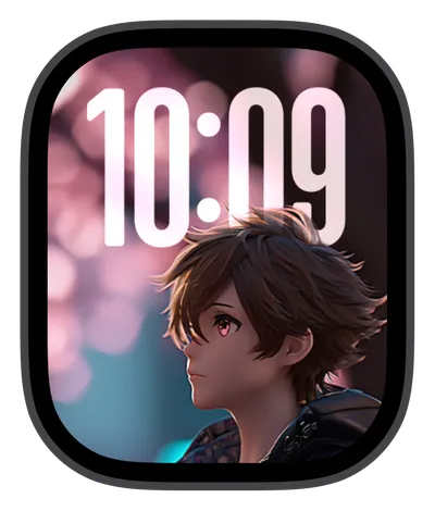 Anime Apple Watch face — Pink Gaze by Watch Lux