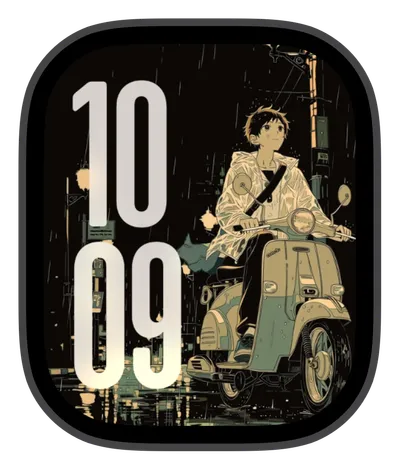 Anime Apple Watch face — Rainy Ride by Watch Lux