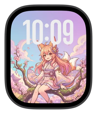 Anime Apple Watch face — Sakura Kitsune by Watch Lux